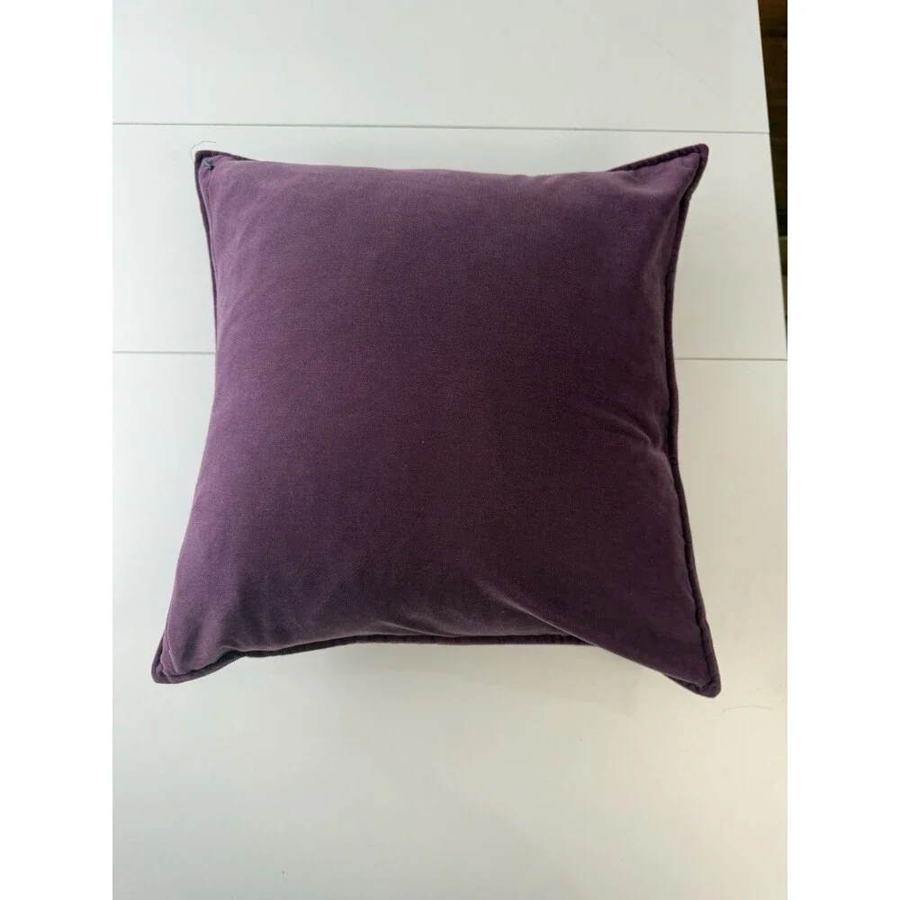Crate & Barrel Tempo Amethyst Velvet 20x20 Decorative Pillow W/ Feather Insert